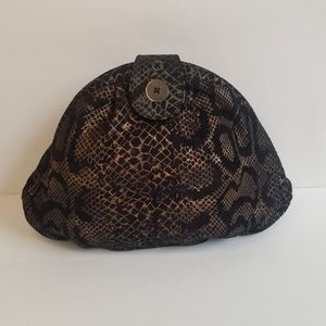 Stuart Weitzman Snake Embossed Clam Shell Clutch